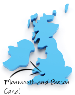 Monmouth and Brecon Canal on map